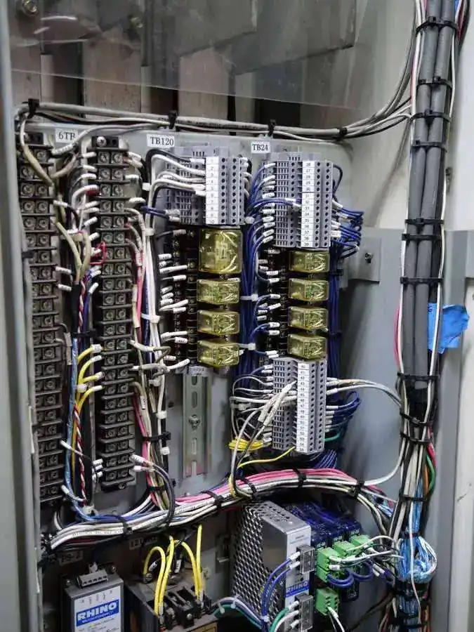 Electrical control cabinet with detailed wiring